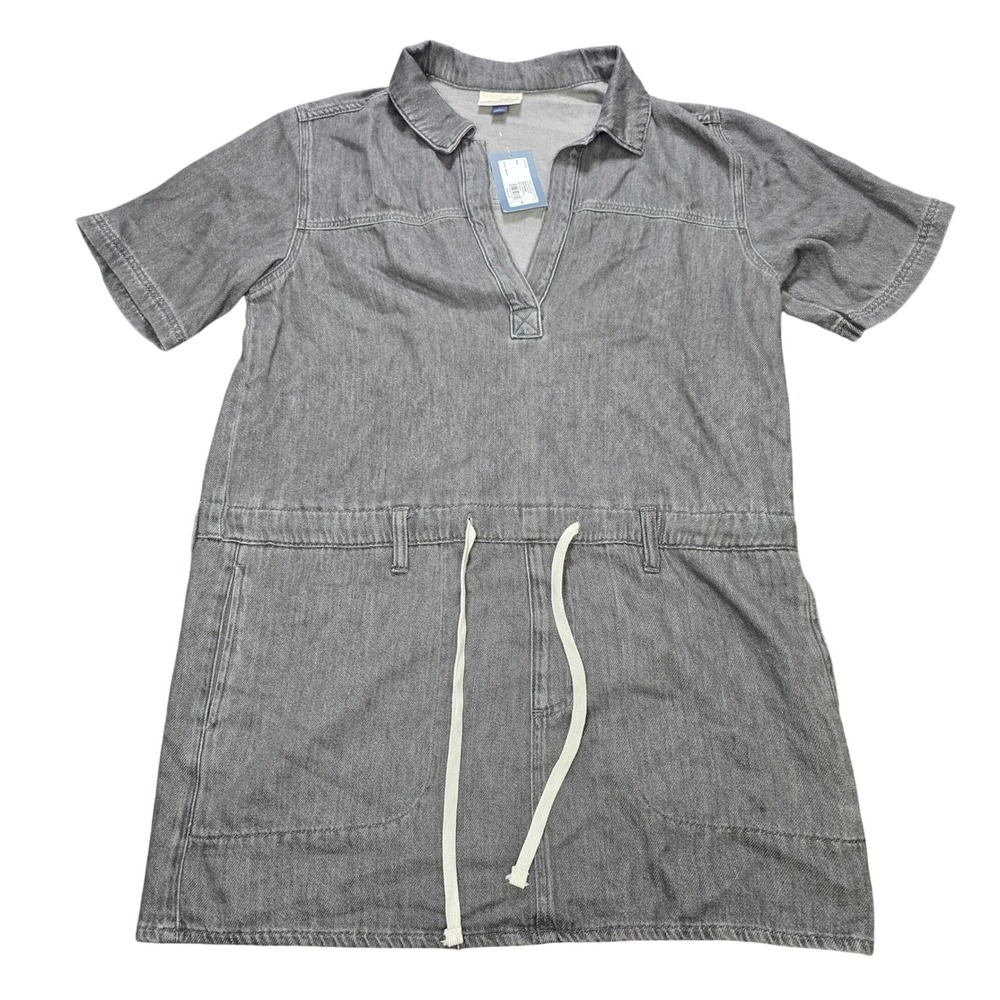 Universal Thread Denim Dress  Women's Size L Black Light Wash Drawstring NWT